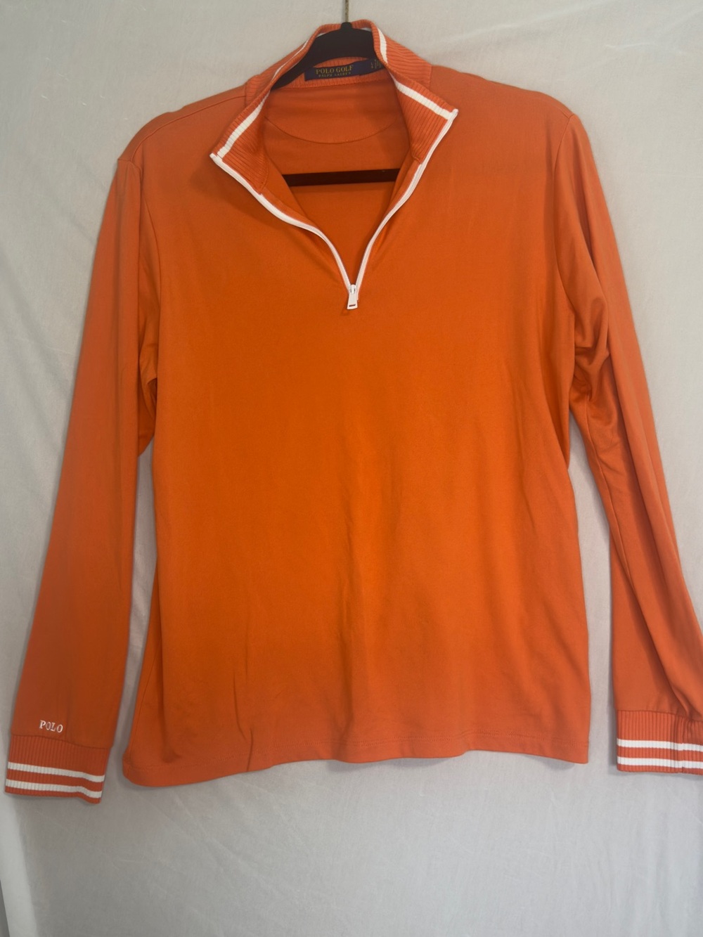 Polo Golf Ralph Lauren Long Sleeve 1/4 Zip Pullover Orange Sz L